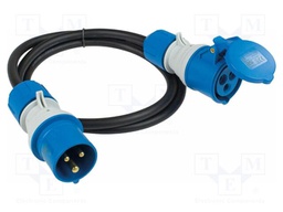 Extension lead; 3G2.5mm2; Sockets: 1; rubber; black; 1.5m; 16A