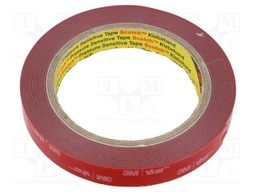 Tape: fixing; W: 15mm; L: 5.5m; Thk: 0.6mm; acrylic; grey; 36N/cm
