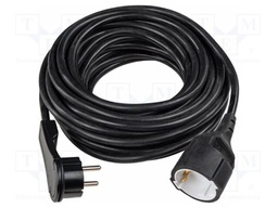 Extension lead; 3G1.5mm2; Sockets: 1; PVC; black; 10m; 16A