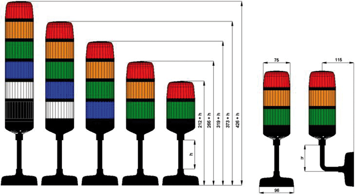 Signaller: signalling column; Usup: 20÷30VDC; LED; IP54; Ø75x701mm