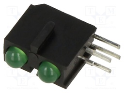 LED; in housing; 3mm; No.of diodes: 2; green; 2mA; Lens: diffused