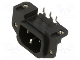 Connector: AC supply; socket; male; 10A; 250VAC; IEC 60320; C14 (E)