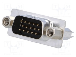 D-Sub HD; PIN: 15; socket; male; with threaded screw; straight; THT