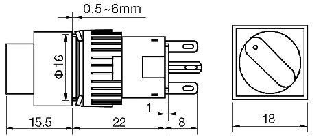 Switch: rotary; Pos: 2; SPDT; 3A/220VAC; 2A/24VDC; 50mΩ; Mat: plastic