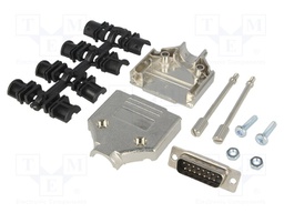 D-Sub; PIN: 15; plug; male; shielded; soldering; for cable; black