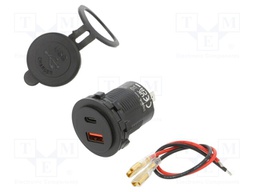 USB power supply; USB A socket,USB A QC 3.0,USB C socket