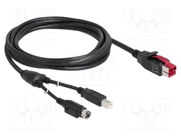 Cable; DIN mini 3pin plug,PoweredUSB plug,USB B plug; 3m; black