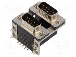 D-Sub; PIN: 9; socket; male; angled 90°; THT; Type: double
