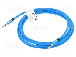 Cable; Jack 3.5mm 3pin plug,both sides; 2m; Plating: gold-plated