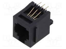 Socket; RJ12; PIN: 6; Layout: 6p6c; on PCBs,PCB snap; THT; straight