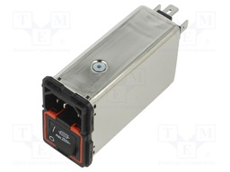Filtered IEC Power Entry Module, IEC C14, General Purpose, 10 A, 250 VAC, 2-Pole Switch