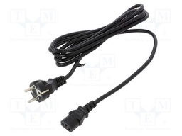Cable; 3x1mm2; CEE 7/7 (E/F) plug,IEC C13 female; PVC; 3m; black