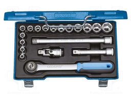 Wrench-set; 6-angles,rattle,socket spanner; 1/2"; 19pcs.