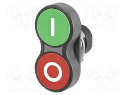 Switch: double; 22mm; Stabl.pos: 1; green/red; none; IP65; flat; 46