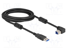 Cable; USB A plug,USB B plug 90° up/down; gold-plated; 3m; black
