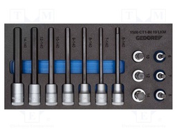 Kit: socket bits; in a foam tray; hex key; tool trolley; 13pcs.