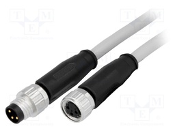 Cable: for sensors/automation; M8-M8; male; female; PIN: 3; plug