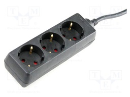 Extension lead; 3G1.5mm2; with protection; Sockets: 3; PVC; black