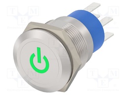 Switch: vandal resistant; Pos: 2; DPST; 3A/250VAC; OFF-ON; green