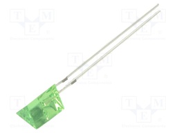 LED; yellow green; 100mcd; 140°; Front: flat; 5.35x5.35x7mm; THT