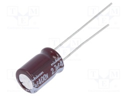 Capacitor: electrolytic; THT; 2.7uF; 400VDC; Ø8x11.5mm; ±20%