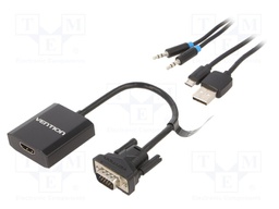 Cable; HDMI 1.4; D-Sub 15pin HD plug,HDMI socket; 0.15m; black