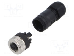Connector: M12; plug; female; straight; PIN: 5; 0.75mm2; 30V; 4A; IP67