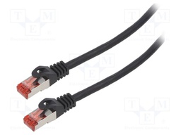 Patch cord; S/FTP; 6; stranded; Cu; LSZH; black; 10m; 26AWG; Cores: 8