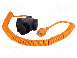 Extension lead; 3G1.5mm2; coiled,with flap; Sockets: 3; PUR; 16A