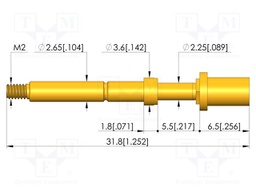 Test needle; Spring compression: 4mm; 5mm; 8A; CuBe; gold-plated