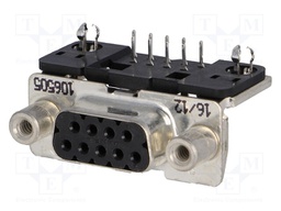 D-Sub; PIN: 9; socket; female; PCB snap-in; angled 90°; THT; UNC4-40