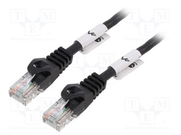 Patch cord; U/UTP; 5e; stranded; CCA; PVC; black; 2m; 26AWG; Cores: 8