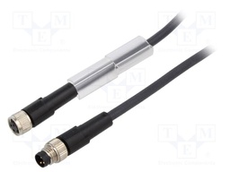 Connection lead; M12,M8; PIN: 3; 1m; plug; 60VAC; 4A; -25÷80°C; 60VDC