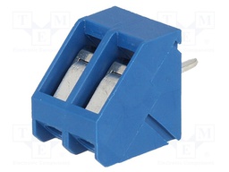 PCB terminal block; angled 45°; 5mm; ways: 2; on PCBs; 2.5mm2; 15A