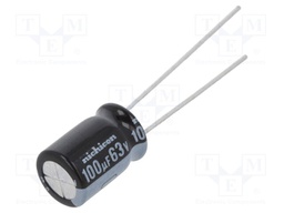 Capacitor: electrolytic; THT; 100uF; 63VDC; Ø8x11.5mm; Pitch: 3.5mm