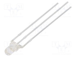 LED; 3mm; bicolour; red/blue; 890mcd; 2000mcd; 30°; Front: convex