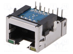 Socket; RJ45; PIN: 8; Cat: 6; shielded,with LED; gold-plated; THT