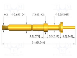 Test needle; Spring compression: 4mm; 5mm; 5A; CuBe; gold-plated