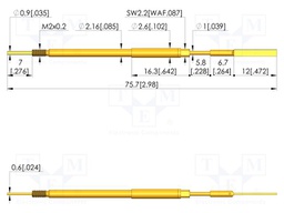 Test needle; Spring compression: 5mm; 5.5mm; 8A; steel; Ø: 1.9mm
