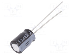 Capacitor: electrolytic; THT; 33uF; 50VDC; Ø6.3x9mm; Pitch: 2.5mm