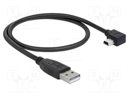 Cable; USB 2.0; USB A plug,USB B mini plug 90° left/right; 0.5m