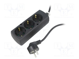 Extension lead; 3x1.5mm2; Schuko; Sockets: 3; PVC; black; Len: 3m