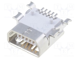 Socket; USB AB mini; on PCBs; SMT; PIN: 5; horizontal; gold-plated