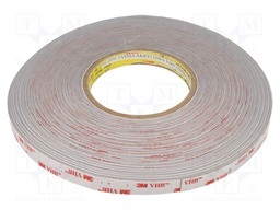 Tape: fixing; W: 12mm; L: 33m; D: 600um; acrylic; grey; -35÷110°C