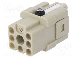 Connector: HDC; contact insert; female; DQ; PIN: 7; 7+PE; size D3A