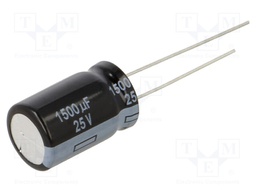 Capacitor: electrolytic; low ESR; THT; 1500uF; 25VDC; Ø12.5x20mm