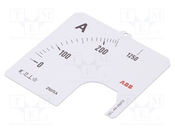 Scale; for analogue ammeter; I AC: 0÷250A; 72x72mm; Features: 78°