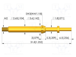 Test needle; Spring compression: 4mm; 5mm; 8A; CuBe; gold-plated