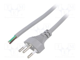 Cable; 3x1mm2; wires,SEV-1011 (J) plug; PVC; 1.8m; grey; 10A; 250V