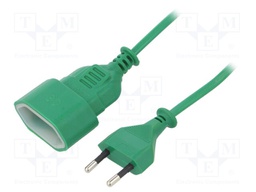 Extension lead; Sockets: 1; PVC; green; 2x0,75mm2; 5m; 2.5A